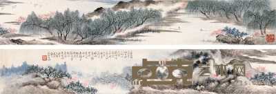 申石伽 戊子（1948年）作 春暖花露图 卷 8.5×107cm
